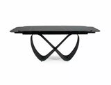 Tavolo Infinity Ceramic allungabile con top in vetroceramica marmo nero e base in metallo verniciato nero opaco

