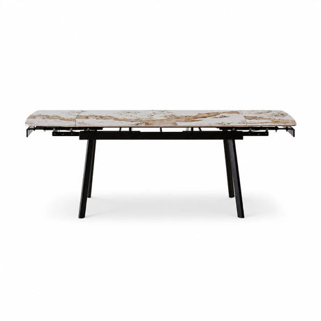 Tavolo Luce allungabile 160-240 cm in ceramica Bianco Patagonia con gambe nere