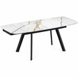 Tavolo allungabile Marte 120/180 cm con piano in ceramica effetto Marmo Oro Opaco e struttura in metallo nero.