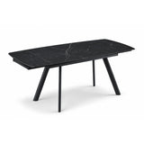 Tavolo allungabile Marte 160/240 cm con piano in ceramica effetto Marmo Nero Creta e struttura in metallo nero.