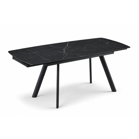 Tavolo allungabile Marte 160/240 cm con piano in ceramica effetto Marmo Nero Creta e struttura in metallo nero.