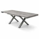 Tavolo Monza allungabile in legno effetto rovere bianco con gambe a X, stile moderno rustico