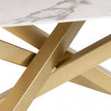 Tavolo Moon allungabile con piano in ceramica effetto marmo Calacatta Oro e base in metallo oro o nero