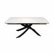 Tavolo New Moon allungabile con piano in ceramica effetto marmo bianco venato e base in metallo nero design moderno