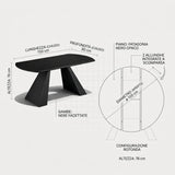 Tavolo Space allungabile con apertura rotante, piano in ceramica e due allunghe integrate, da 150 × 90 cm a rotondo Ø 150 cm