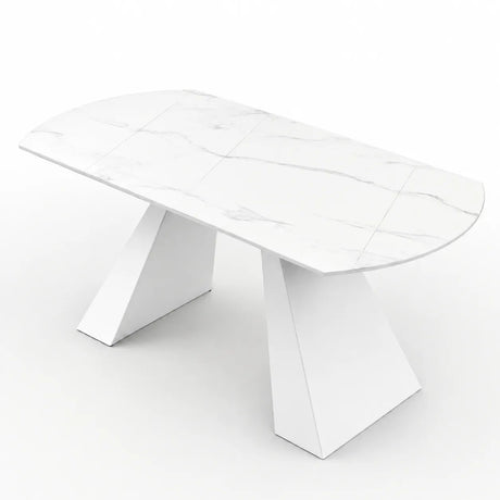Tavolo Space allungabile con apertura rotante, piano in ceramica e due allunghe integrate, da 150 × 90 cm a rotondo Ø 150 cm