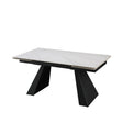 Tavolo Vermont allungabile 160x90 estensibile a 240 in ceramica effetto marmo Carrara con struttura in metallo nero